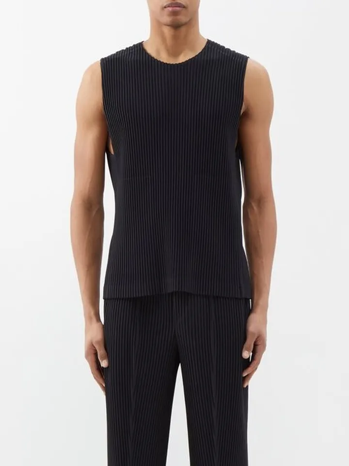 Technical-pleated Tank Top
