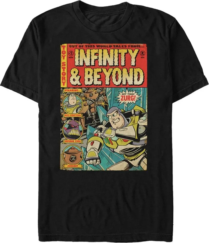 Men's Toy Story Buzz Lightyear Comic Cover T-Shirt - Black - Large Tall