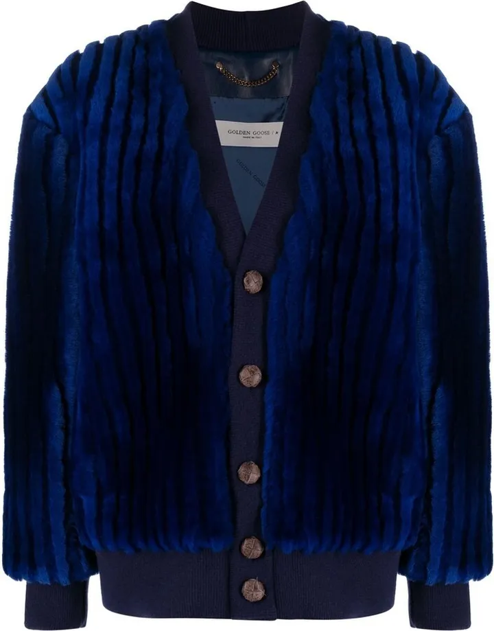 V-neck ribbed cardigan
