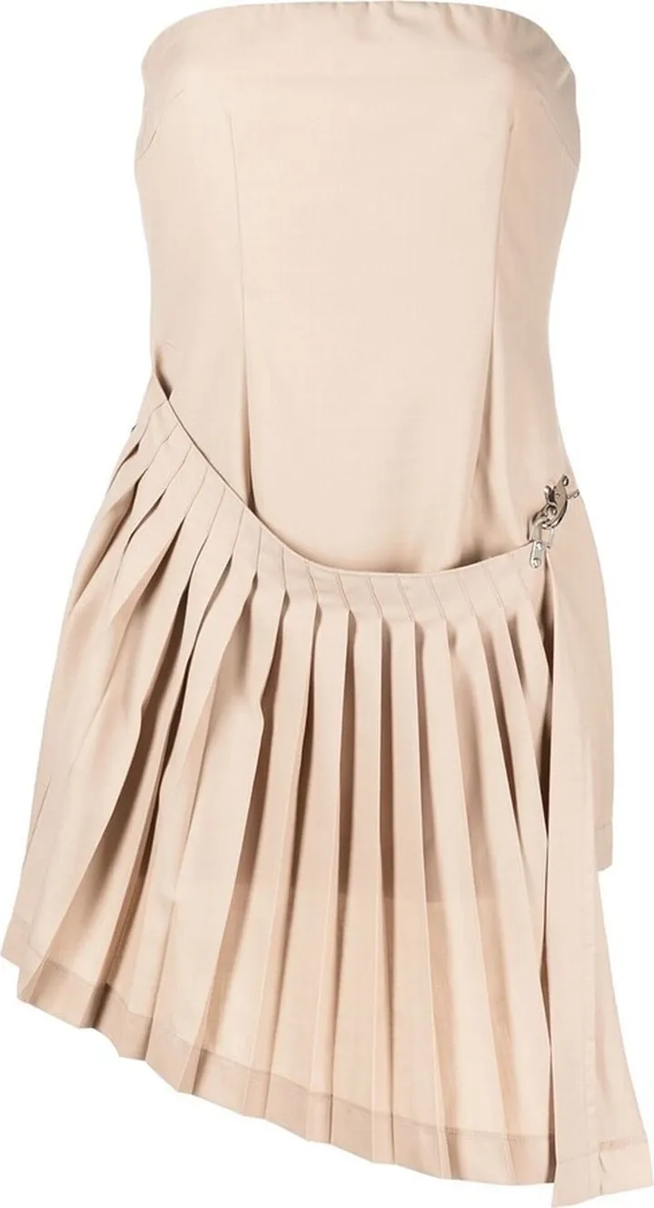 Mini Strapless Pleated Dress