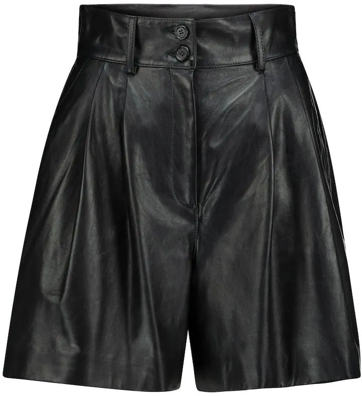 High-rise leather shorts
