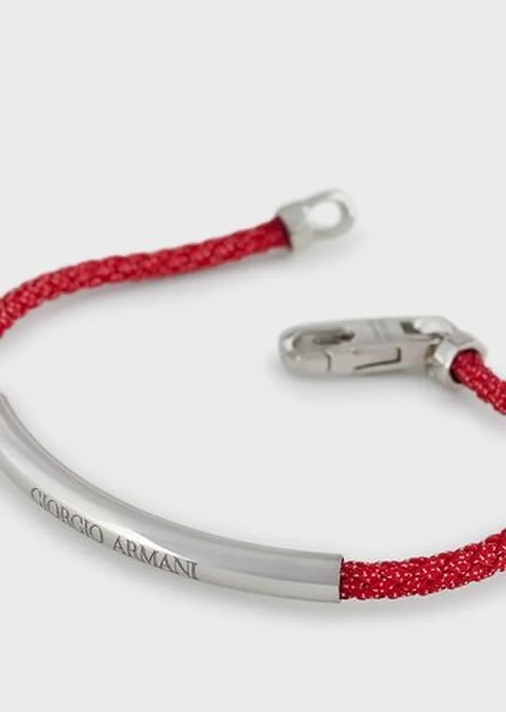 Plaited-leather bracelet with 925 sterling silver details