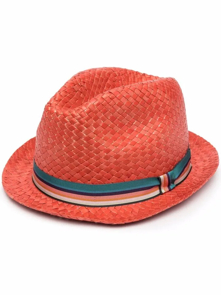 Ribbon-Detail Striped Sun Hat