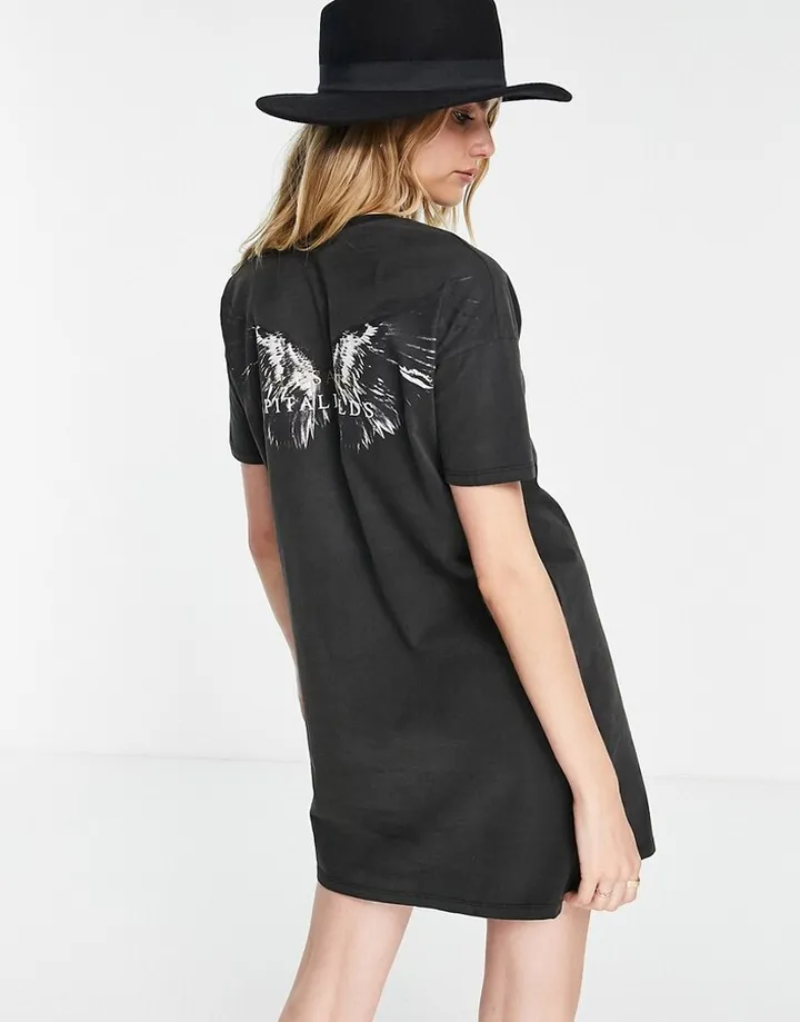 AllSaints x ASOS Exclusive wing T-shirt dress in black