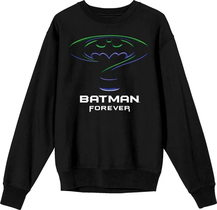 Batman Forever Movie Logo Men’s Black Long Sleeve Sweatshirt-XXL