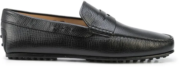 Grained Leather Penny Loafers