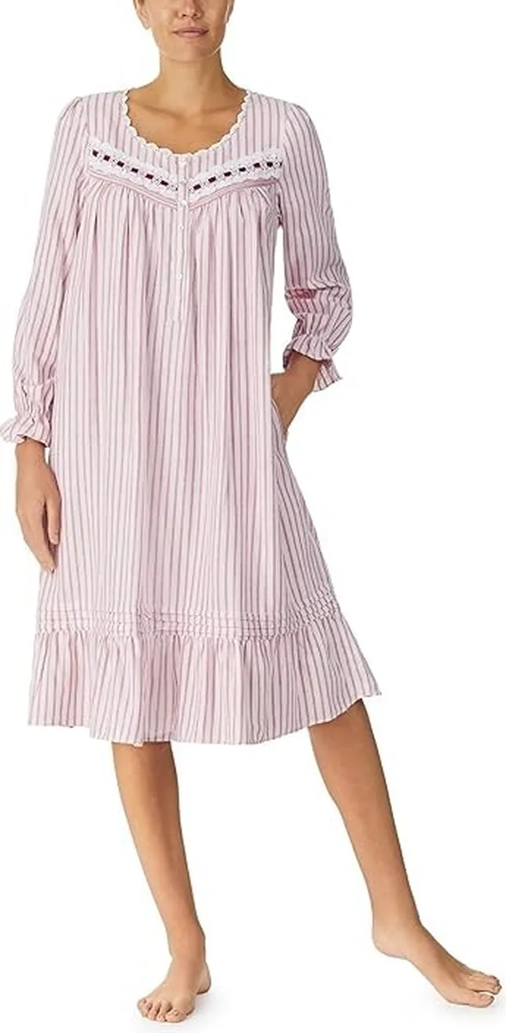 Eileen West Long Sleeve Waltz Gown (Berry Stripe) Women's Pajama