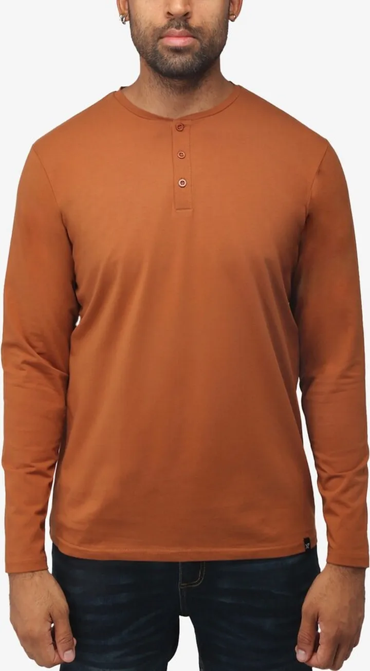 X-Ray Men's Soft Stretch Henley Neck Long Sleeve T-shirt