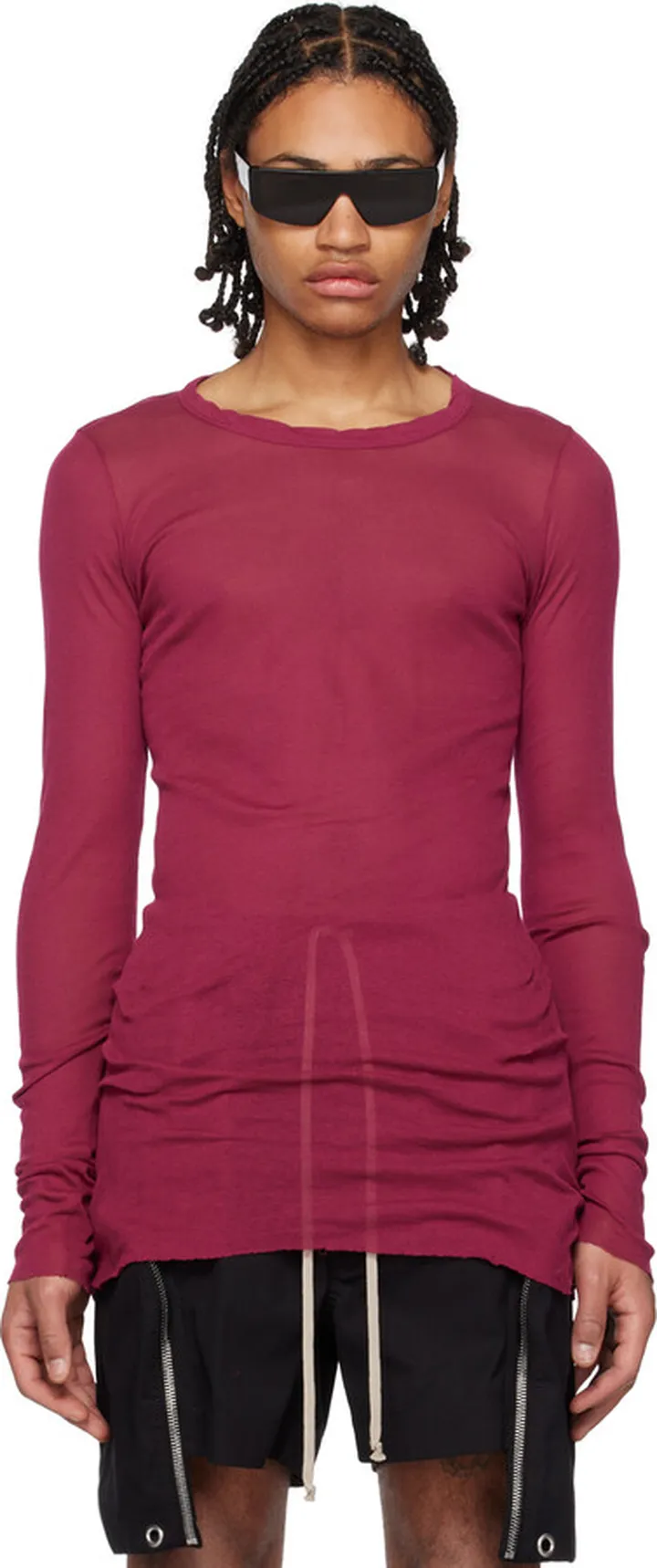 Rick Owens Pink Crewneck Long Sleeve T-Shirt