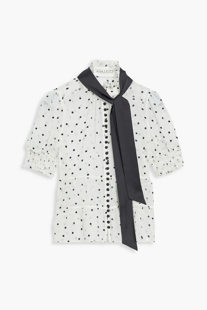 Vicky smocked fil coupé silk-blend blouse