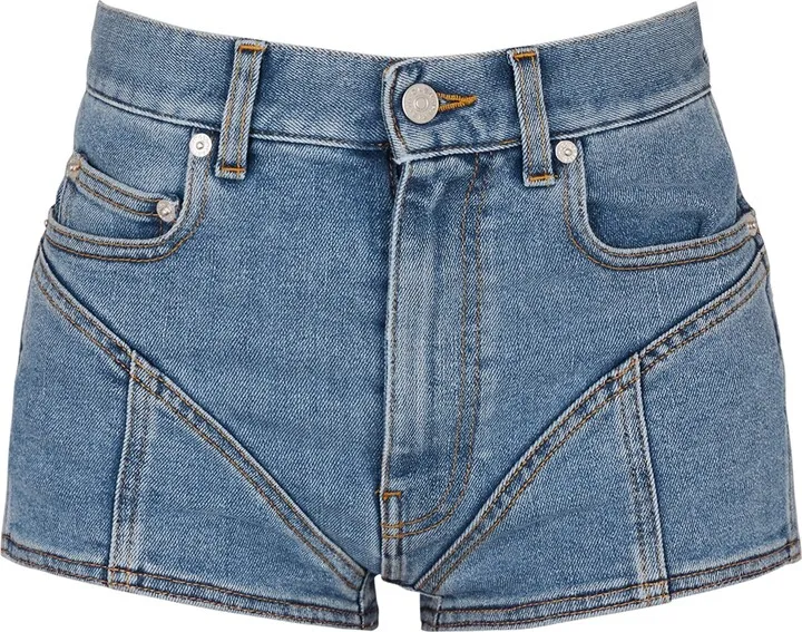 Mugler Embellished Fringed Stretch-denim Shorts