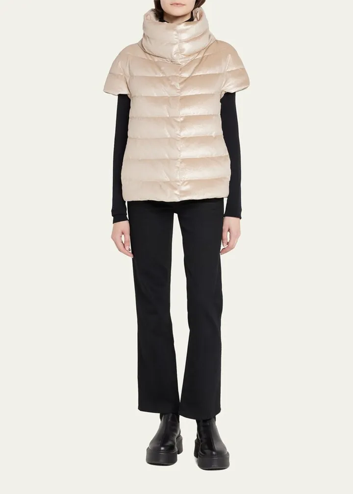 Velvet Shine Short Sleeve Puffer Jacket