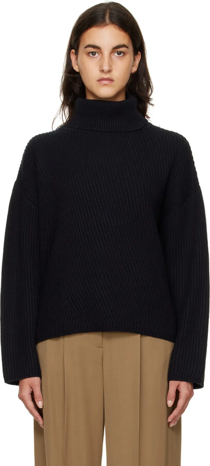 Joseph Black Cotton Turtleneck