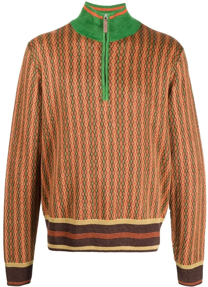 Diamond-Jacquard Linen Jumper