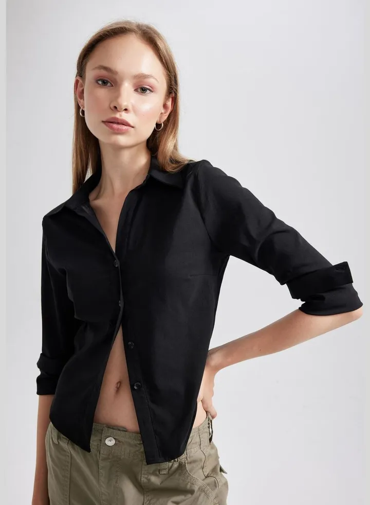 Woman Woven Long Sleeve Shirt