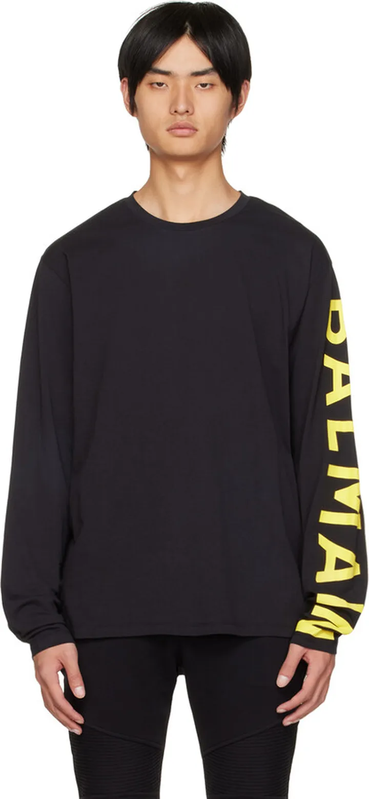 Balmain Black Printed Long Sleeve T-Shirt