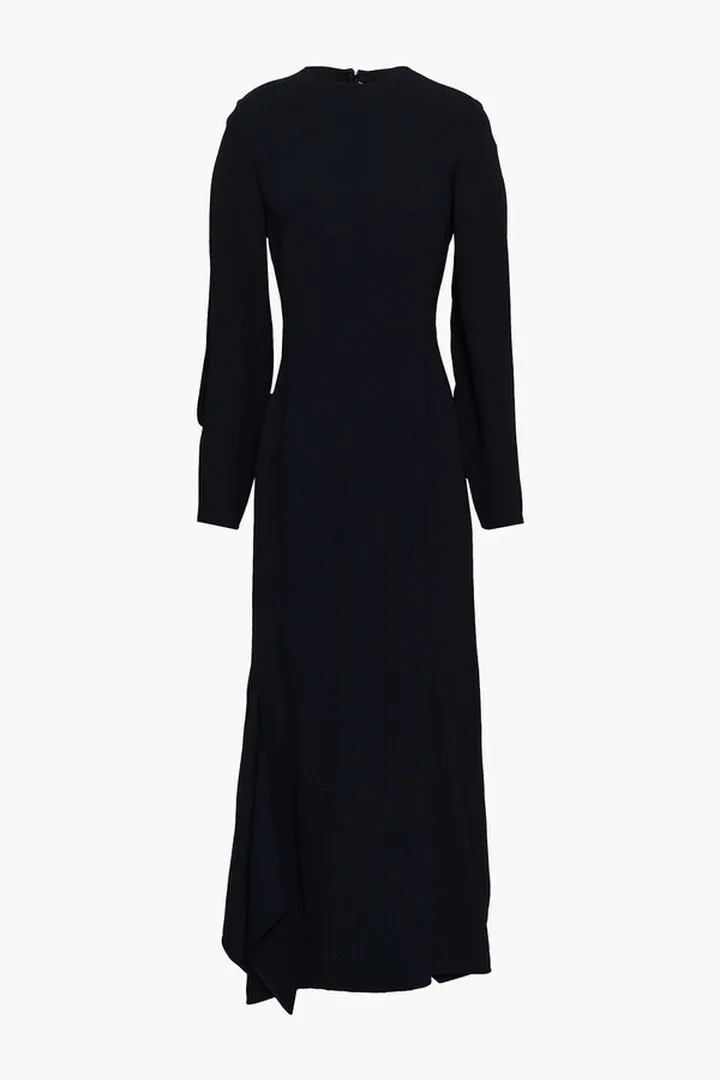 Asymmetric crepe midi dress