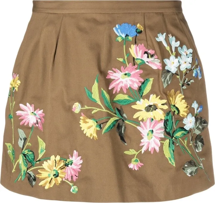 Floral-Embroidered Cotton Shorts