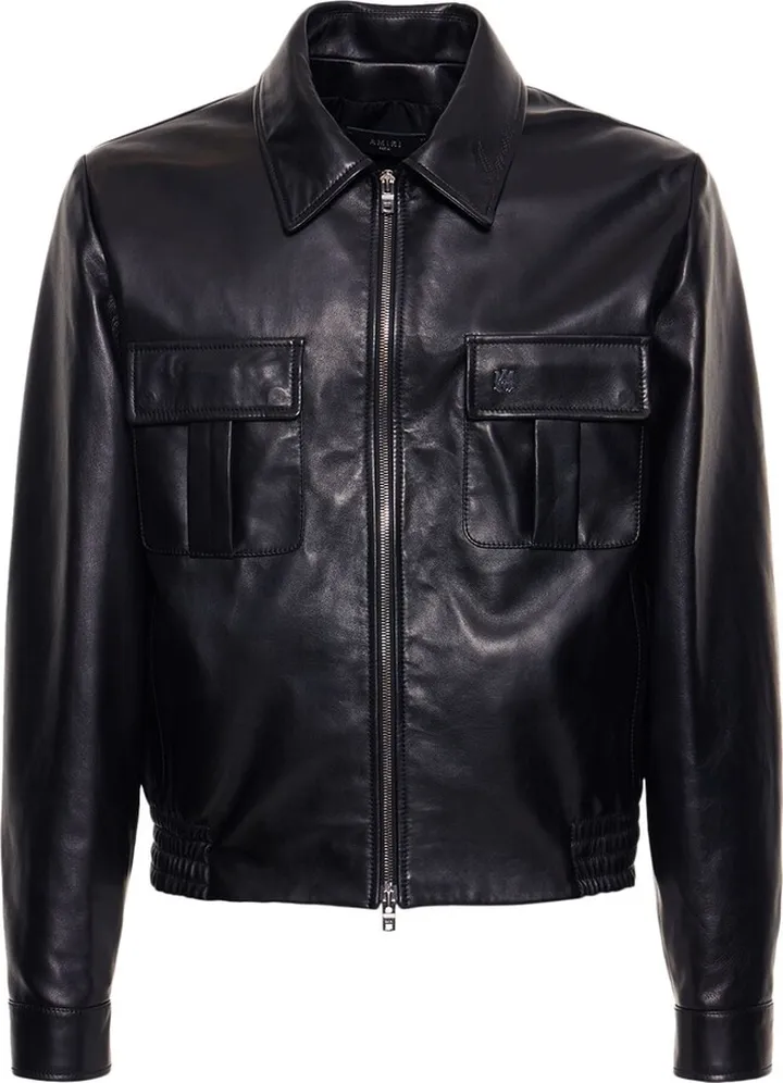 Zip leather jacket