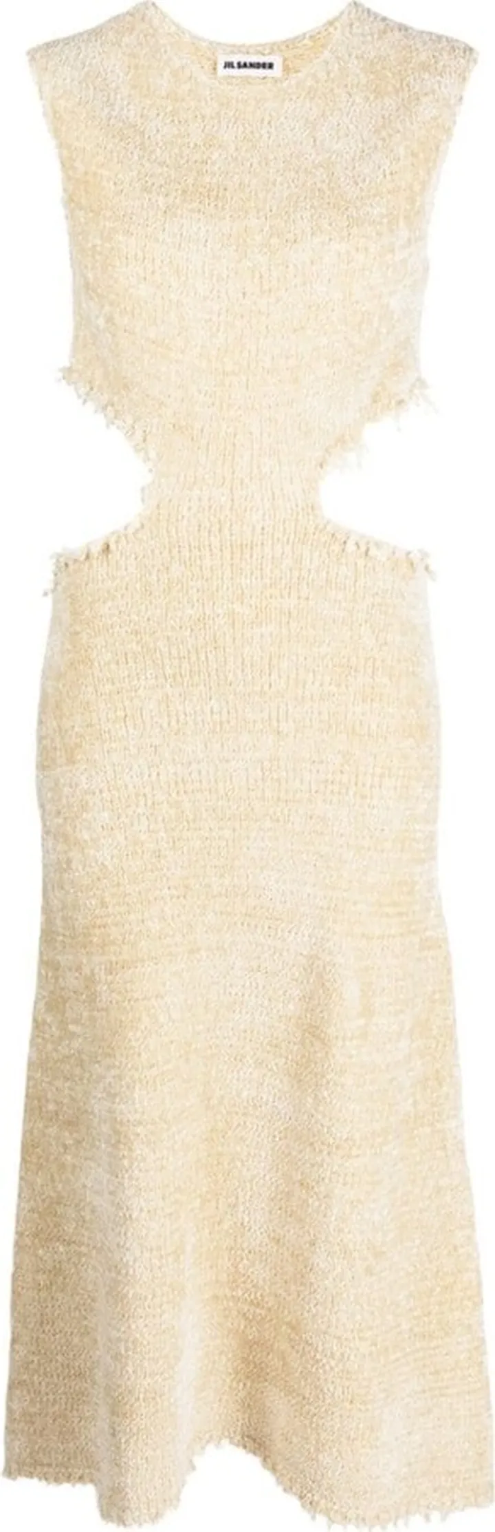 Cutout Frayed Silk-Cotton Blend Midi Dress