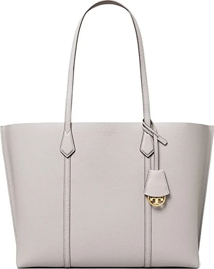Tory Burch Perry Triple-Compartment Tote (Bay Gray) Tote Handbags