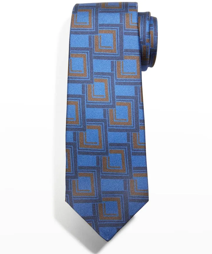 Men's Overlapping Squares Silk Tie