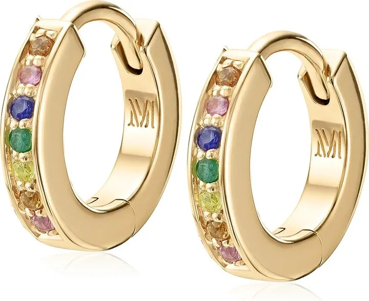 Skinny Gemstone Huggie Hoop Earrings