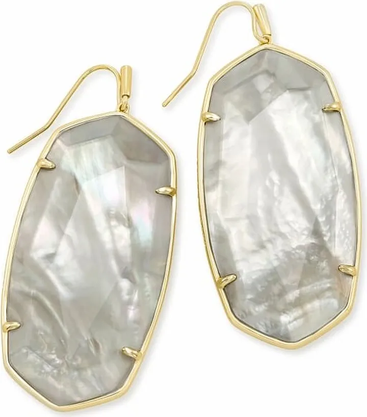 Faceted Danielle Gold Statement Earrings in Gray Illusion