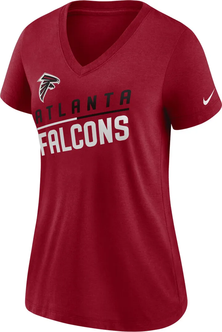 Nike Women's Slant Team (NFL Atlanta Falcons) Mid V-Neck T-Shirt in Red