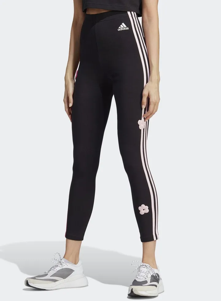3 Stripe High Rise Flower Print Leggings