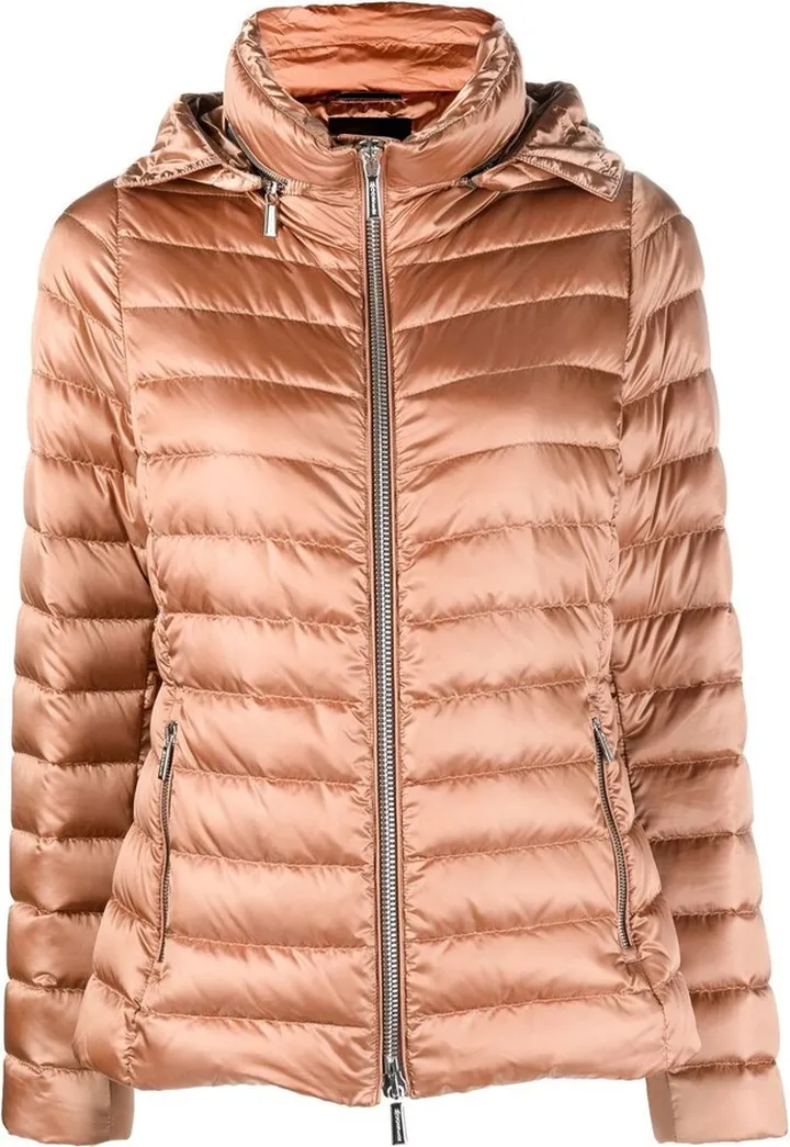 Metallic-Finish Zip-Up Puffer Jacket