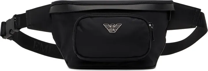 Emporio Armani Black Logo Plaque Belt Bag