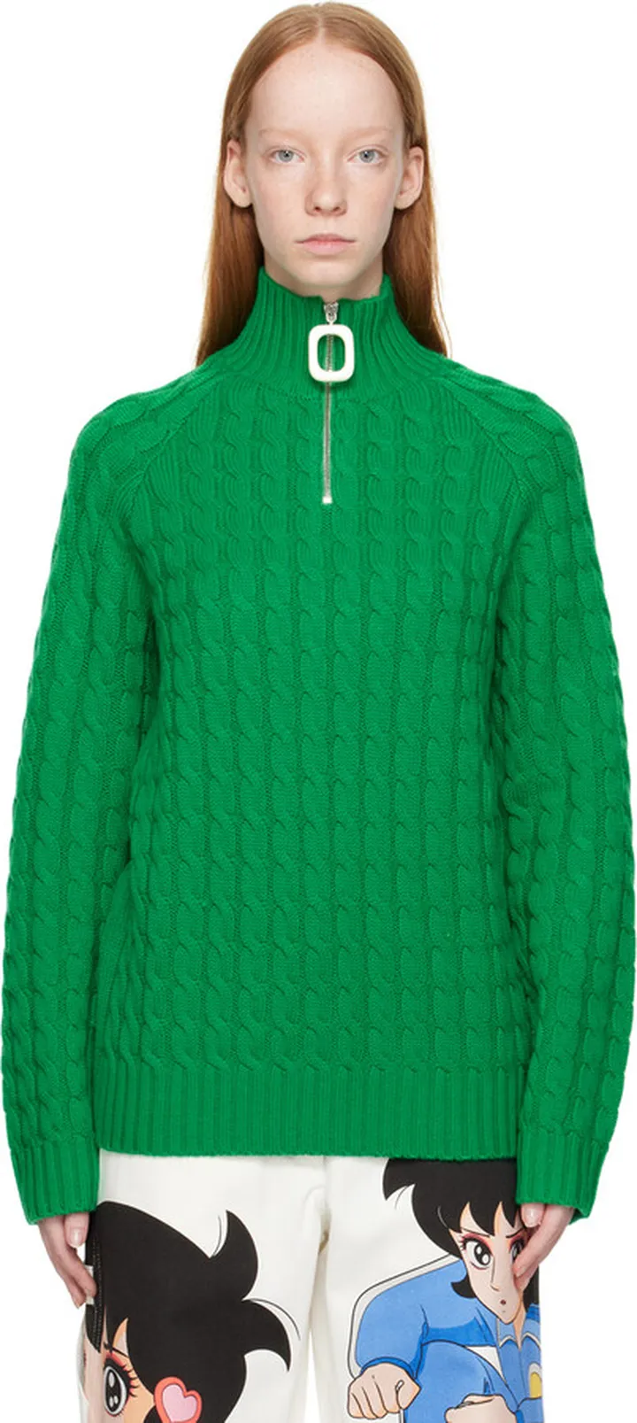 JW Anderson Green Henley Turtleneck