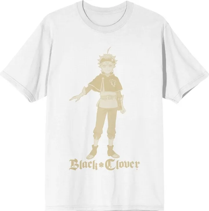 Black Clover Anime Asta Character Mens White Mono Graphic Short Sleeve Shirt - 3XL