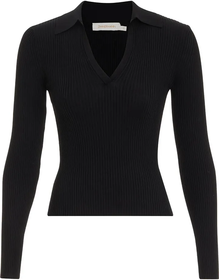 V Neck Long Sleeve Polo Top