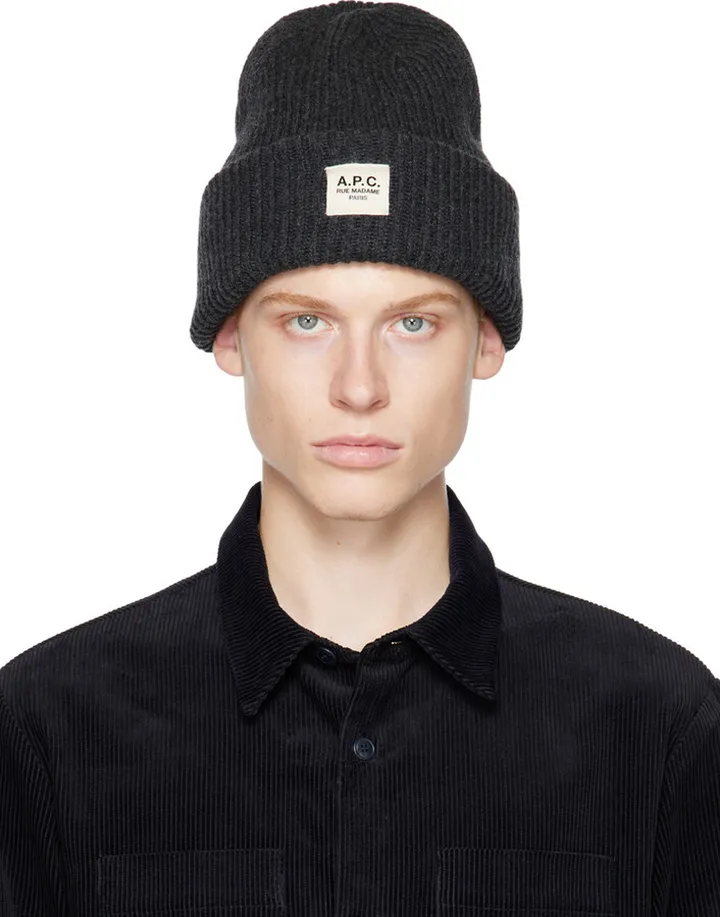 A.P.C. Gray Rolled Brim Beanie