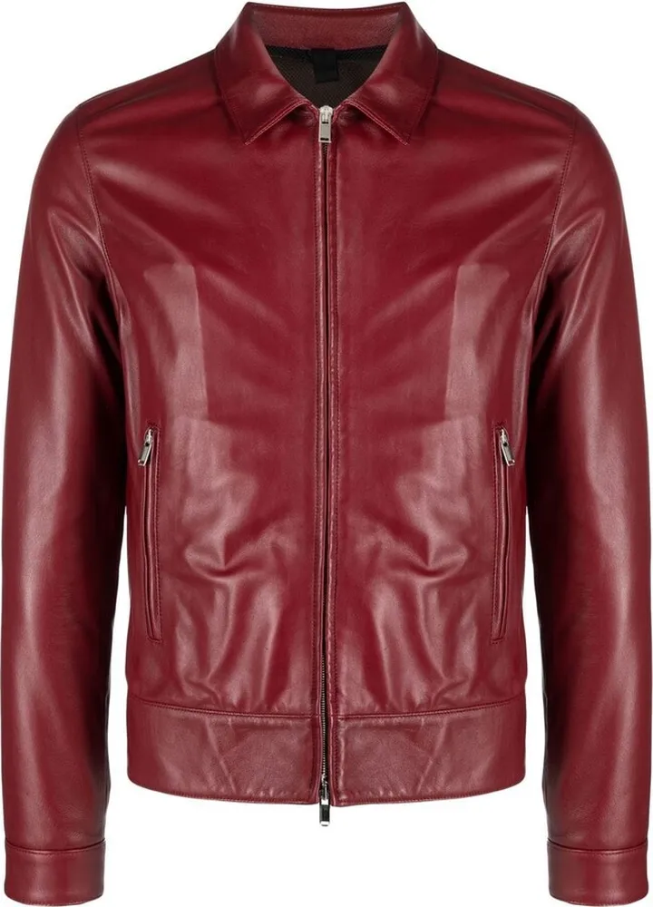 Zip-Fastening Leather Shirt Jacket