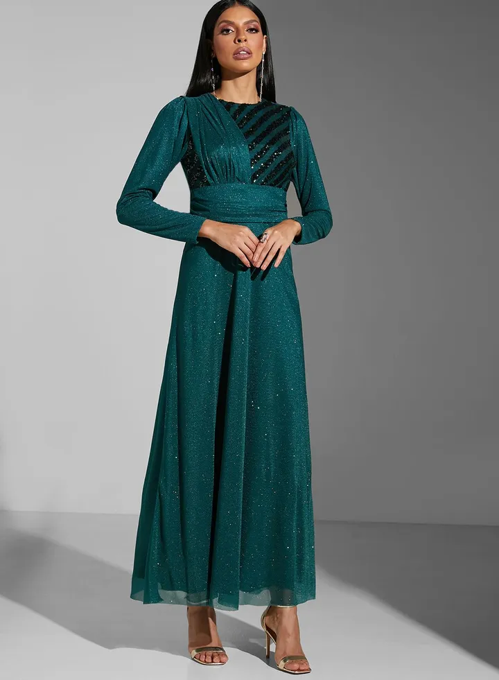Leen Aboushaar Shimmer A-Line Dress
