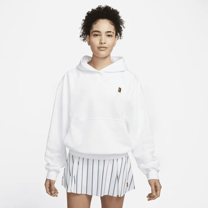 Nike Women's Court Fleece Tennis Hoodie in White