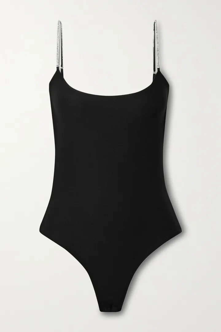 Alix NYC - Hirst Crystal-embellished Cutout Stretch-jersey Thong Bodysuit - Black