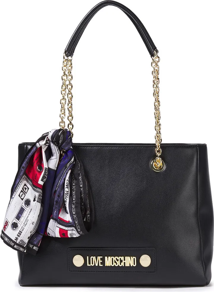 Bow-embellished faux leather tote
