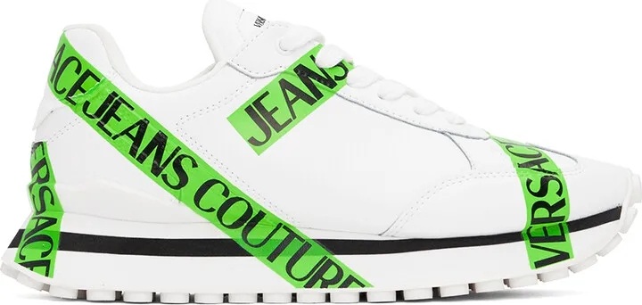 Versace Jeans Couture White & Green Spyke Sneakers