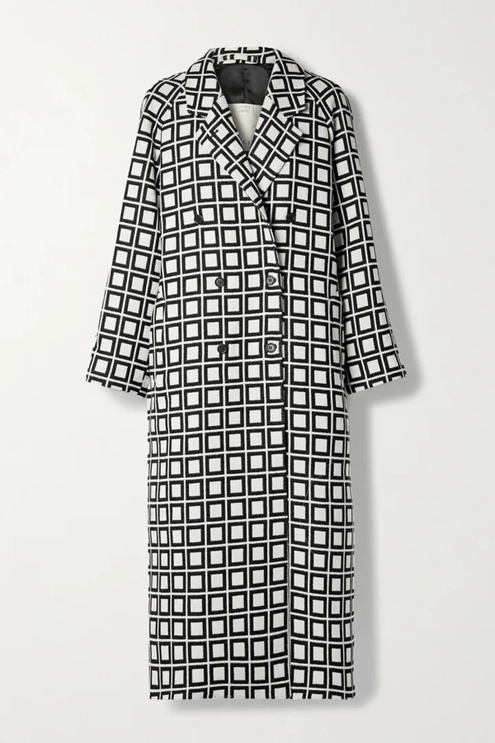 Giuliva Heritage - The Mona Double-breasted Jacquard-knit Wool-blend Coat - Black
