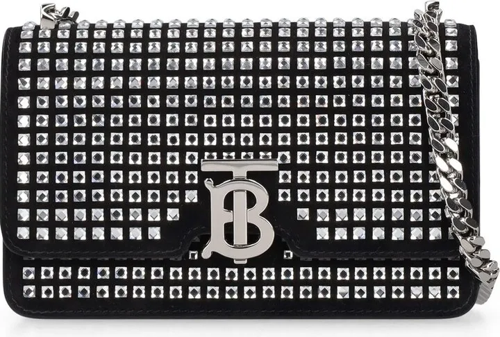 Mini TB elongated leather & crystal bag
