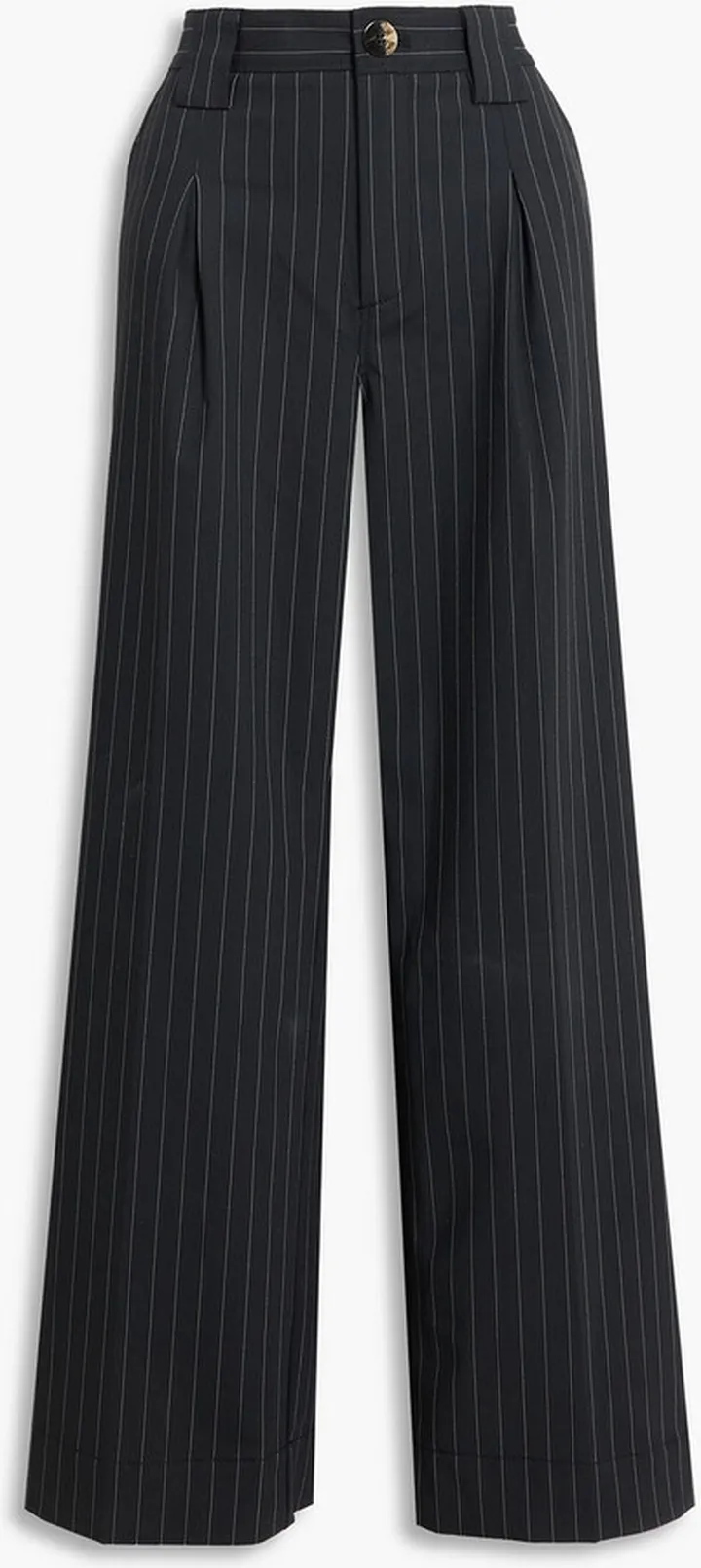 Pinstriped twill wide-leg pants
