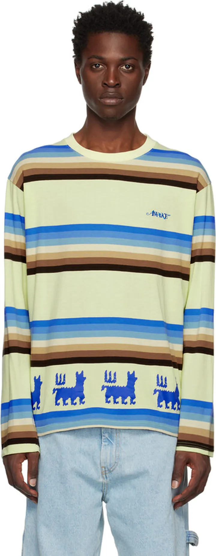 Awake NY Yellow Striped Long Sleeve T-Shirt