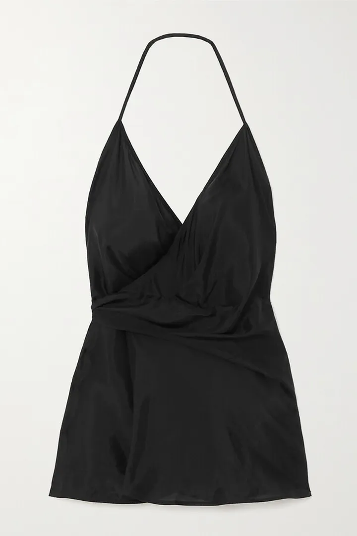 Rick Owens - Laura Satin Halterneck Wrap Top - Black