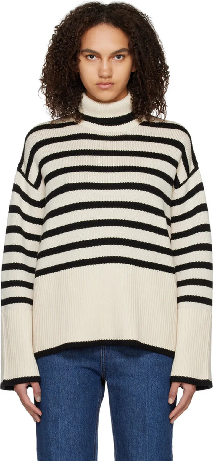 Totême Off-White & Black Stripe Turtleneck