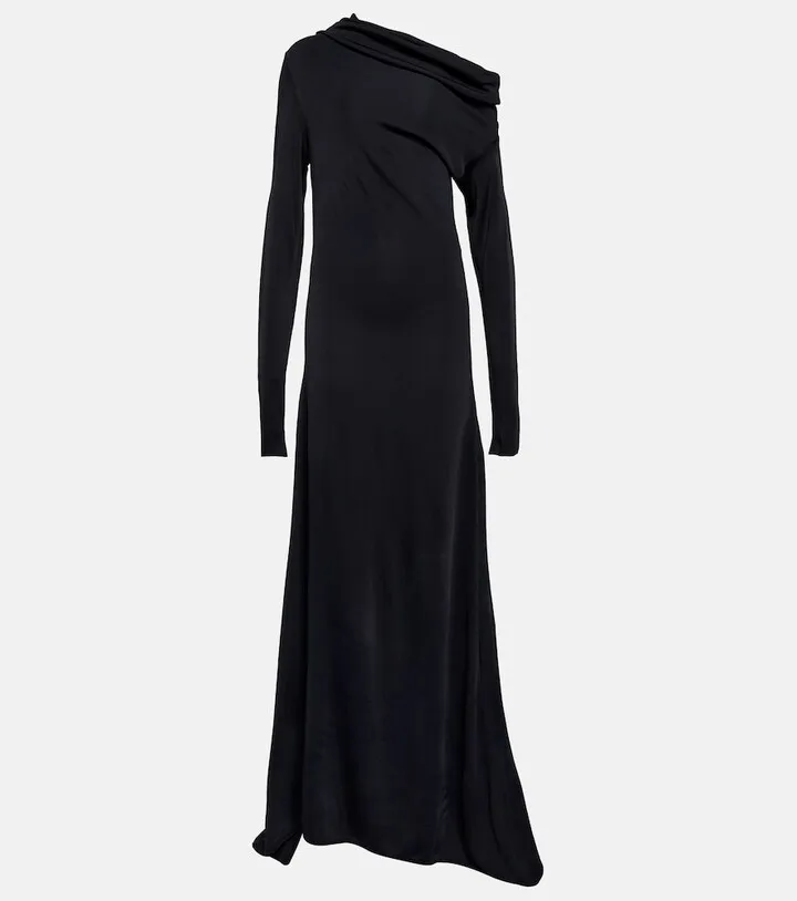 One-shoulder jersey gown