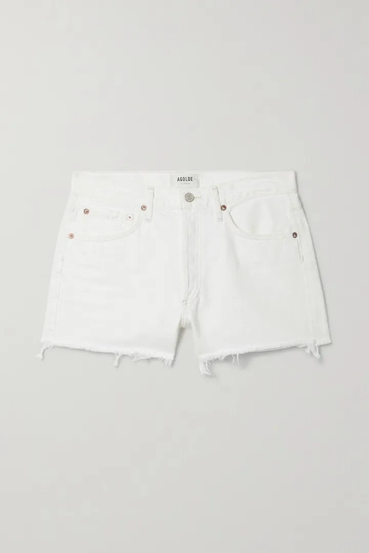 AGOLDE - Parker Distressed Denim Shorts - White